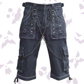 Dark Edge Gothic Cargo Shorts With Chains