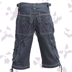 Dark Edge Gothic Cargo Shorts: Metal Chain Mens Shorts