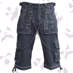 Dark Edge Gothic Cargo Shorts With Chains