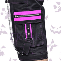 Freaks industrial cargo shorts, with pink emo baggy style