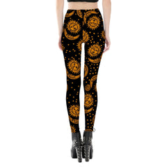 Ouija Moon Sun Leggings Mid Waist Black PUSH UP Trousers