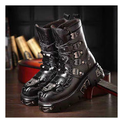 Punk Mens Motorcycle Leather Boots