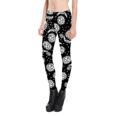 Ouija Moon Sun Leggings Mid Waist Black PUSH UP Trousers