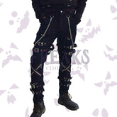 Men Gothic Straps Pant with chains and zippers