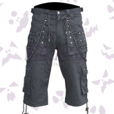 Metal Edge Gothic Cargo Shorts with Chains and studs