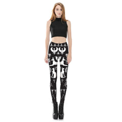 Ouija Wild Egyptian Cat Leggings 3D Printed Mid Waist Gothic Legging