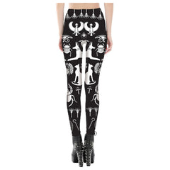 Ouija Wild Egyptian Cat Leggings 3D Printed Mid Waist Gothic Legging
