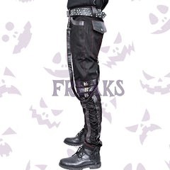 Shadow Boss Gothic Pants with lace hem and leather straps