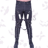 Gothic Studded Slim Fit Pant With Chains and Straps