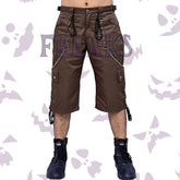 Brown urban cargo shorts with chain accents and cargo pockets