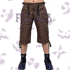 Brown urban cargo shorts with chain accents and cargo pockets
