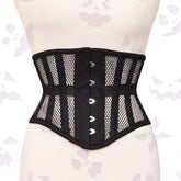 Black Mesh Underbust Corset black, with mesh sections and a structured fit.
