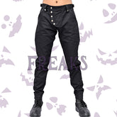 Men's black gothic button up slim fit pants – front view