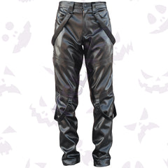 Men's black leather bouncers pants – front view