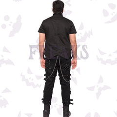 Button Up Punk Studded Shirt: Gothic Half Sleeve Top-5