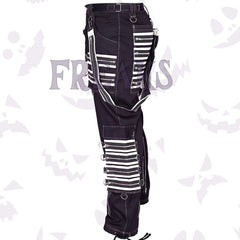 Cyberpunk utility pants with numerous silver zippers