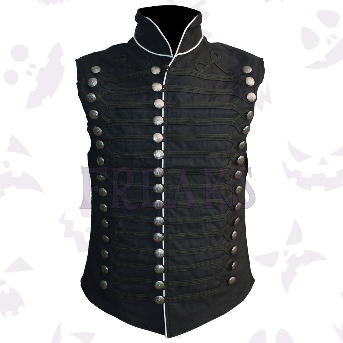 Dark Knight Victorian Laces Vest with high collar and silver buttons
