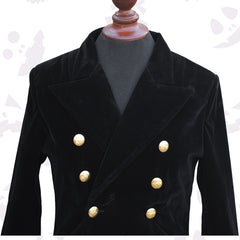 Double Breasted Black Velvet Coat Women's