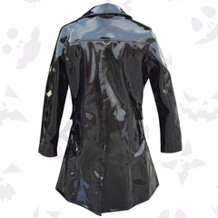 Double-Breasted Military Glossy PVC Coat