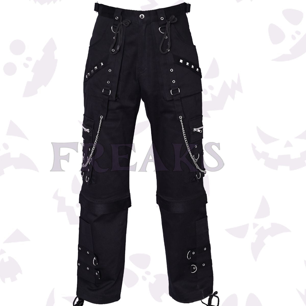 Freaks Women High Waist Studs Gothic Pant with chains
