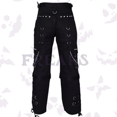 Women High Waist Gothic Pant with studs, chains and zipper detailing