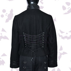 Goth Women Military Officer Black Wool Jacket