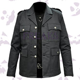 Dark Executive Gothic Coat black cotton, with a classic collar and elegant button details.