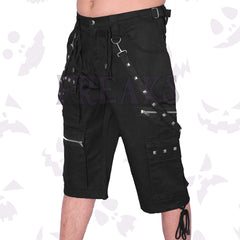 Metal edge gothic shorts with studs and zippers