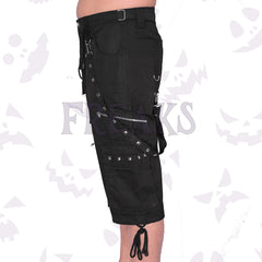 gothic studded buckle straps shorts side view