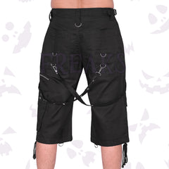back of gothic studded buckle straps shorts for men
