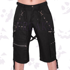 metal edge gothic shorts with studs front view