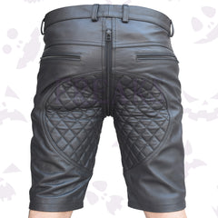 bouncer black real leather shorts men's