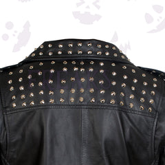 punk rock star jacket women studs black leather jacket