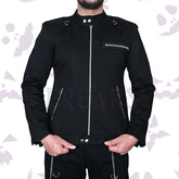 Slim Fit Bike Rider Goth Jacket with multiple zippers and long sleeves