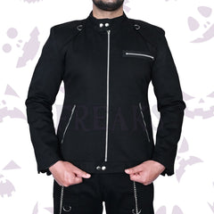 Slim Fit Bike Rider Goth Jacket with multiple zippers and long sleeves