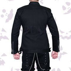 Slim Fit Biker Goth Black Jacket | Punk Rock Zipper Jacket