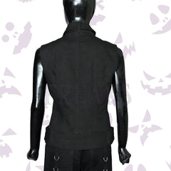 Punk Women Studded Black Cotton Vest