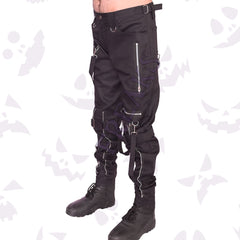 Side view of Punk Zipper Pants – men’s gothic pants with industrial zipper design