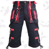 Rebel Freaks Cargo Strapped Shorts in Utility Gothic Style with buckle straps and chains