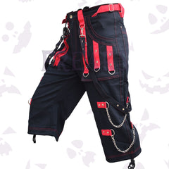 Rebel Cargo Strapped Utility Shorts for men with Red Stipes Detailing