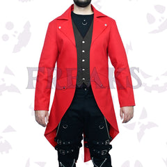 Steampunk Tailcoat black waistcoat vibrant red, with classic pockets