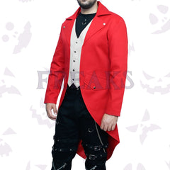 Red Steampunk Tailcoat White Vest