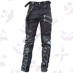 Men's gothic black pants featuring a detachable pocket
