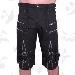 Urban Black Utility Shorts Gothic cargo style with multiple zippers