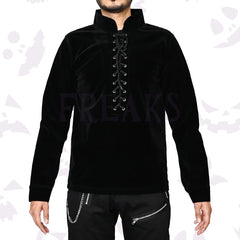 Vampires Blacks Velvet Shirt with lace up detailing