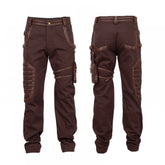 Brown Steampunk Cosplay Dress Pant Mens | Detachable Pocket Trouser