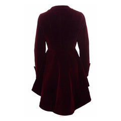 Burgundy Velvet Ruffle Victorian Style Gothic Coat Women | Freaks Clothing