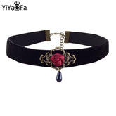 YiYaoFa Elegant Rose Choker Necklace for Women Accessories Gothic Party Jewelry Vintage Statement Necklace & Pendant DD-38