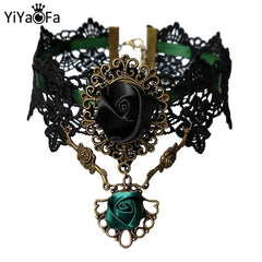 YiYaoFa False Collar Vintage Choker Necklace Handmade Lace Necklace Pendant for Women Accessories Lady Party Jewelry GN-127