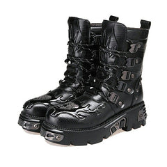 Punk Mens Motorcycle Leather Boots